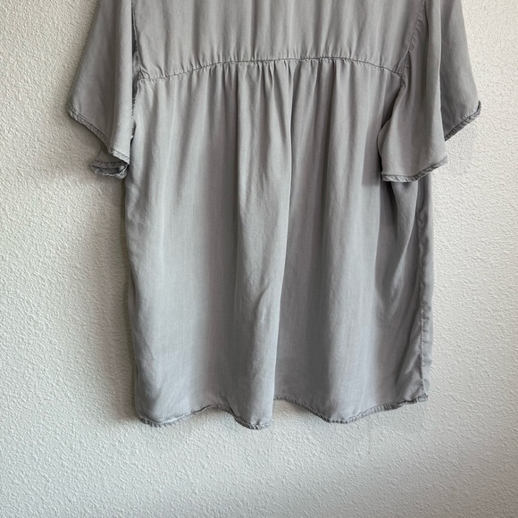 Jane and Delancey Blouse 1X Gray Boho Flowy Sleeve High Low Casual Minimal - Picture 6 of 7